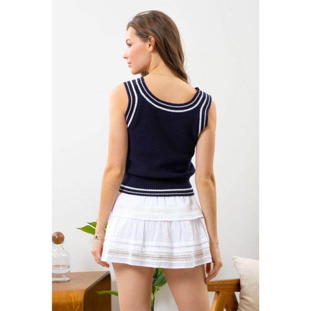 Navy Knit Varsity Vest {Mine} - Picture 4 of 5
